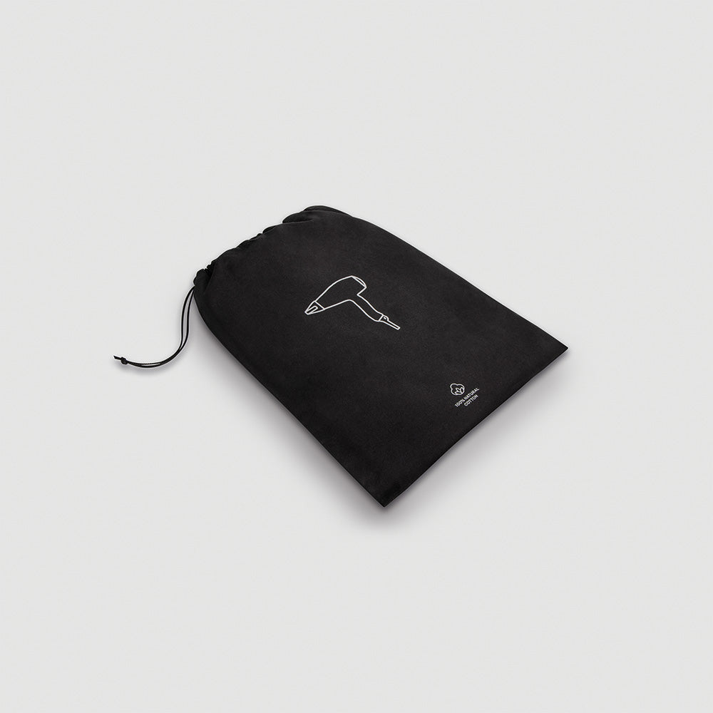 BLACK FLANNEL HAIRDRYER BAG